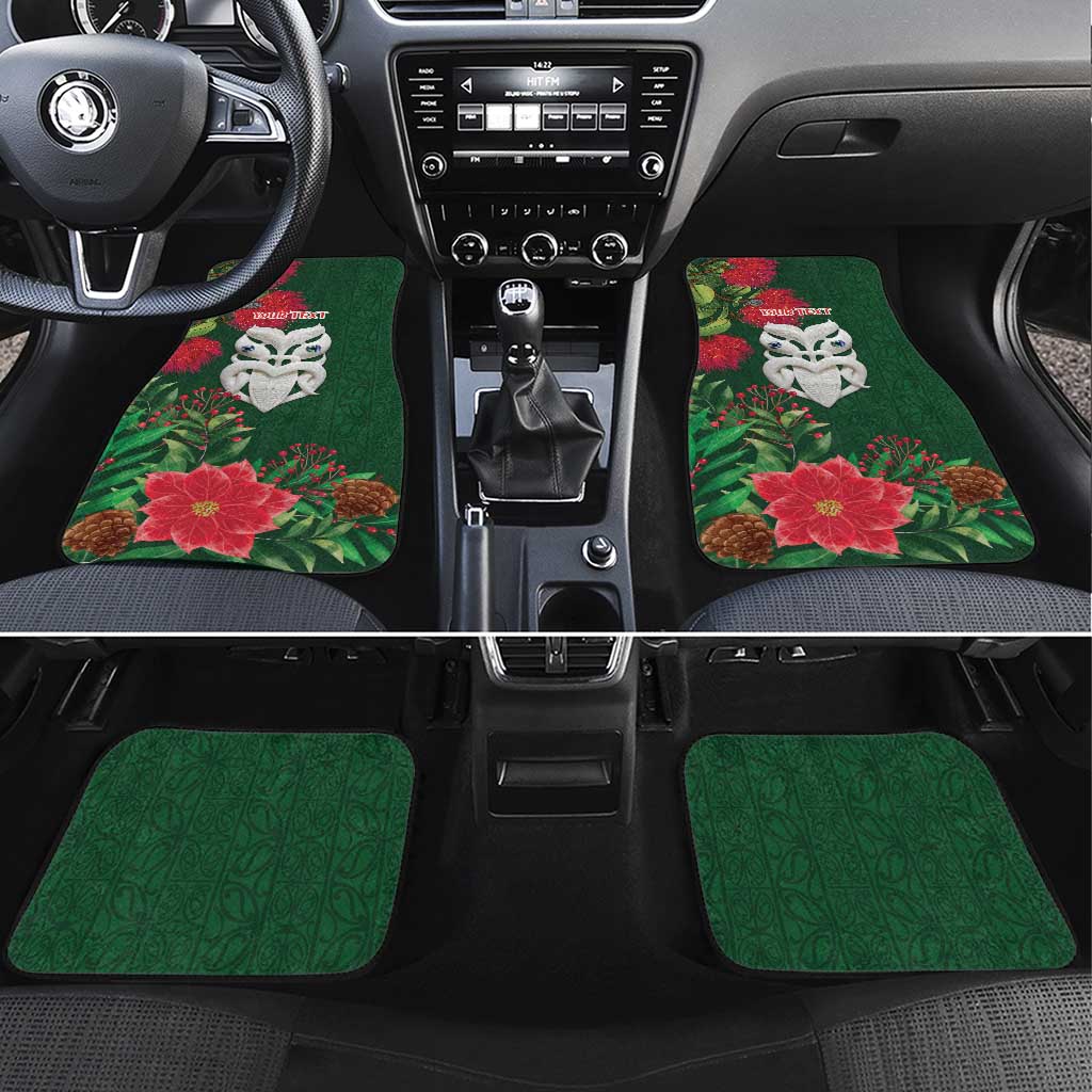 Maori Wheku Meri Kirihimete Personalised Car Mats All Green Indigenous Maori Motif LT9 Set 4pcs Green - Polynesian Pride