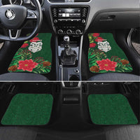 Maori Wheku Meri Kirihimete Personalised Car Mats All Green Indigenous Maori Motif LT9 Set 4pcs Green - Polynesian Pride