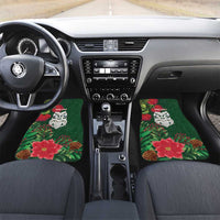 Maori Wheku Meri Kirihimete Personalised Car Mats All Green Indigenous Maori Motif LT9 Set 2pcs - Front Green - Polynesian Pride
