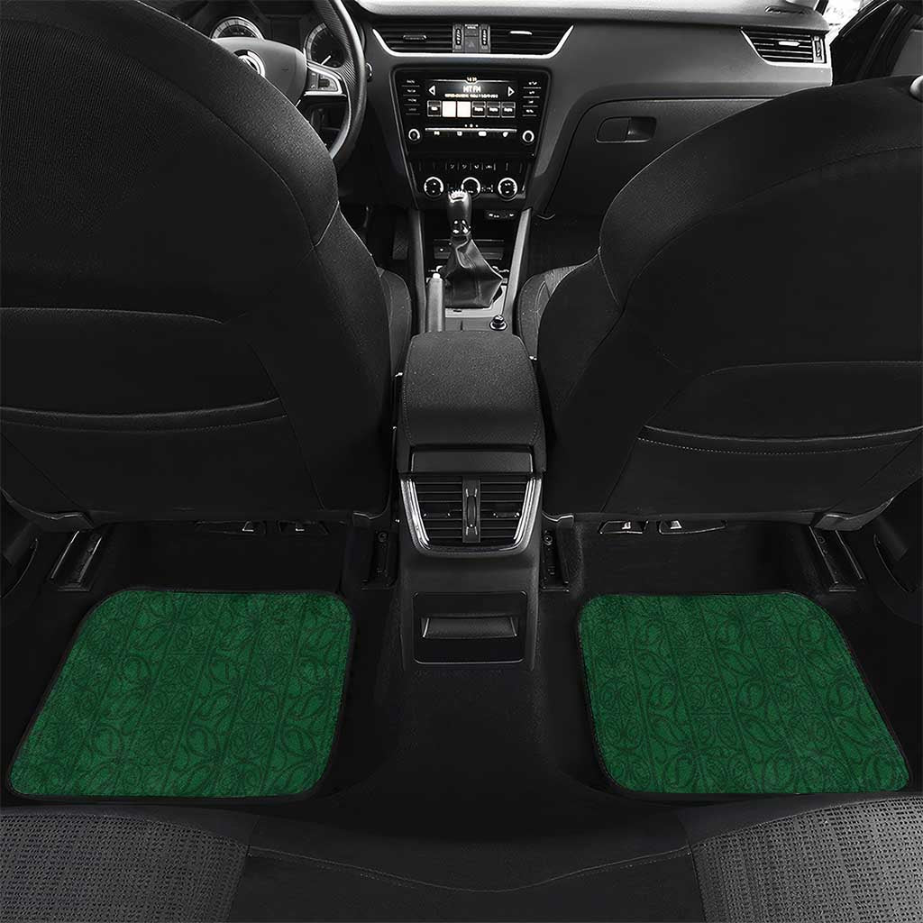 Maori Wheku Meri Kirihimete Personalised Car Mats All Green Indigenous Maori Motif LT9 Set 2pcs - Back Green - Polynesian Pride