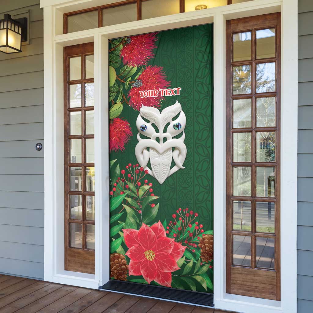 Maori Wheku Meri Kirihimete Personalised Door Cover All Green Indigenous Maori Motif LT9 - Polynesian Pride