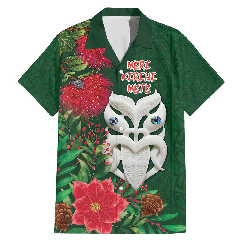 Maori Wheku Meri Kirihimete Personalised Family Matching Mermaid Dress and Hawaiian Shirt All Green Indigenous Maori Motif LT9 Dad's Shirt - Short Sleeve Green - Polynesian Pride