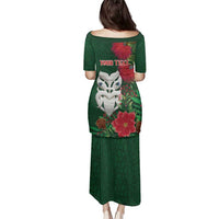 Maori Wheku Meri Kirihimete Personalised Family Matching Puletasi and Hawaiian Shirt All Green Indigenous Maori Motif LT9 - Polynesian Pride