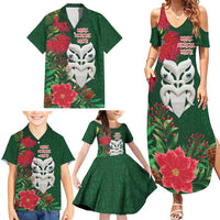 Maori Wheku Meri Kirihimete Personalised Family Matching Summer Maxi Dress and Hawaiian Shirt All Green Indigenous Maori Motif LT9 - Polynesian Pride