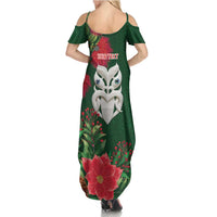 Maori Wheku Meri Kirihimete Personalised Family Matching Summer Maxi Dress and Hawaiian Shirt All Green Indigenous Maori Motif LT9 - Polynesian Pride