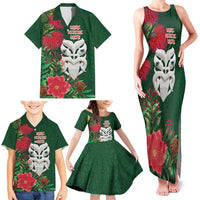 Maori Wheku Meri Kirihimete Personalised Family Matching Tank Maxi Dress and Hawaiian Shirt All Green Indigenous Maori Motif LT9 - Polynesian Pride