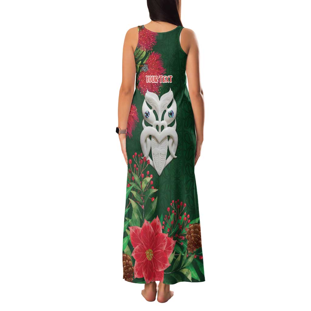 Maori Wheku Meri Kirihimete Personalised Family Matching Tank Maxi Dress and Hawaiian Shirt All Green Indigenous Maori Motif LT9 - Polynesian Pride