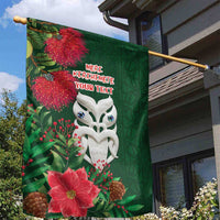Maori Wheku Meri Kirihimete Personalised Garden Flag All Green Indigenous Maori Motif LT9 - Polynesian Pride