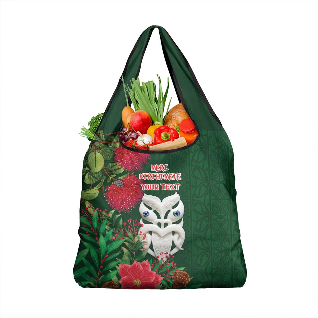 Maori Wheku Meri Kirihimete Personalised Grocery Bag All Green Indigenous Maori Motif LT9 1-pack One Size Green - Polynesian Pride