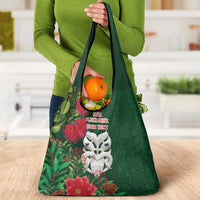 Maori Wheku Meri Kirihimete Personalised Grocery Bag All Green Indigenous Maori Motif LT9 - Polynesian Pride