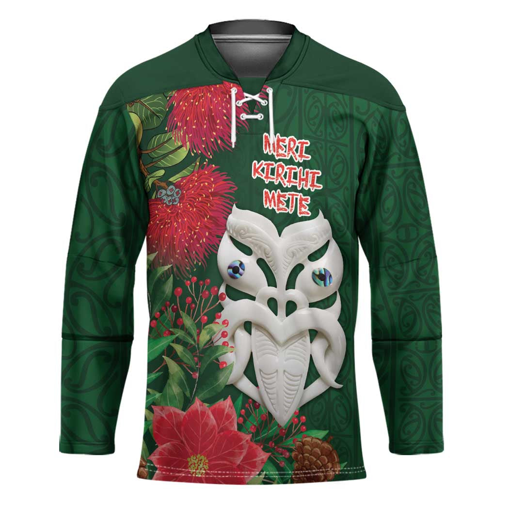Maori Wheku Meri Kirihimete Personalised Hockey Jersey All Green Indigenous Maori Motif LT9 Unisex Green - Polynesian Pride