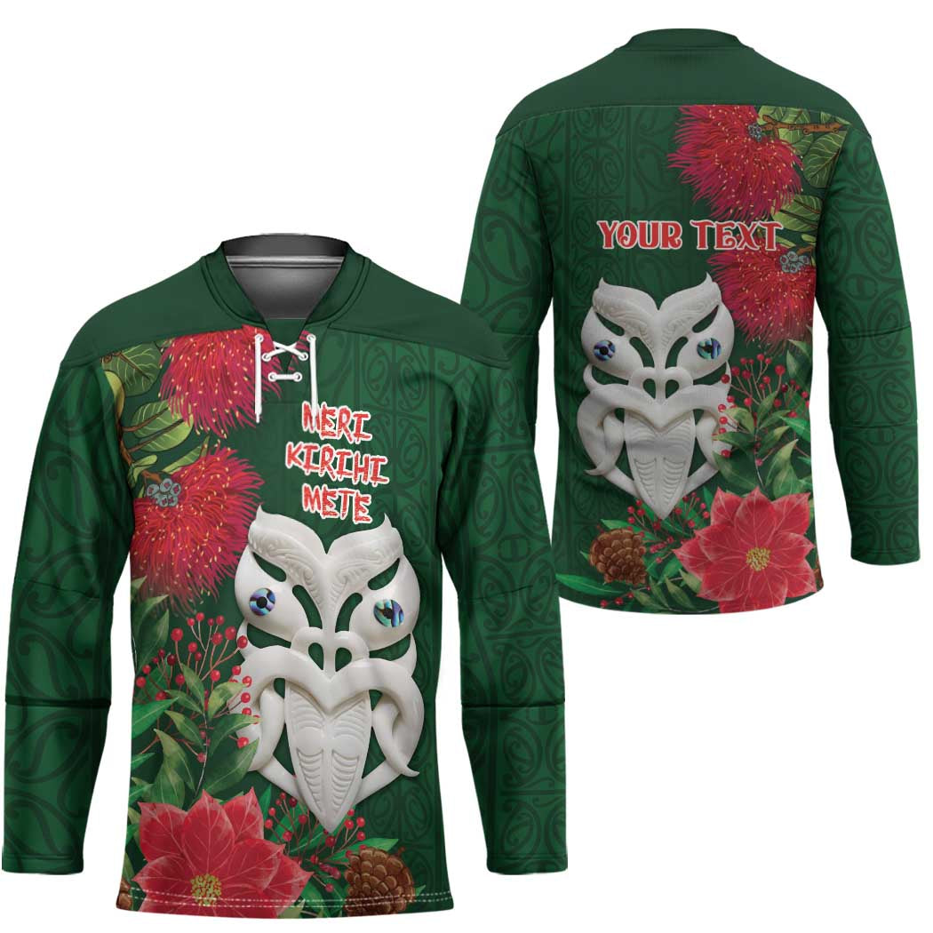 Maori Wheku Meri Kirihimete Personalised Hockey Jersey All Green Indigenous Maori Motif LT9 - Polynesian Pride