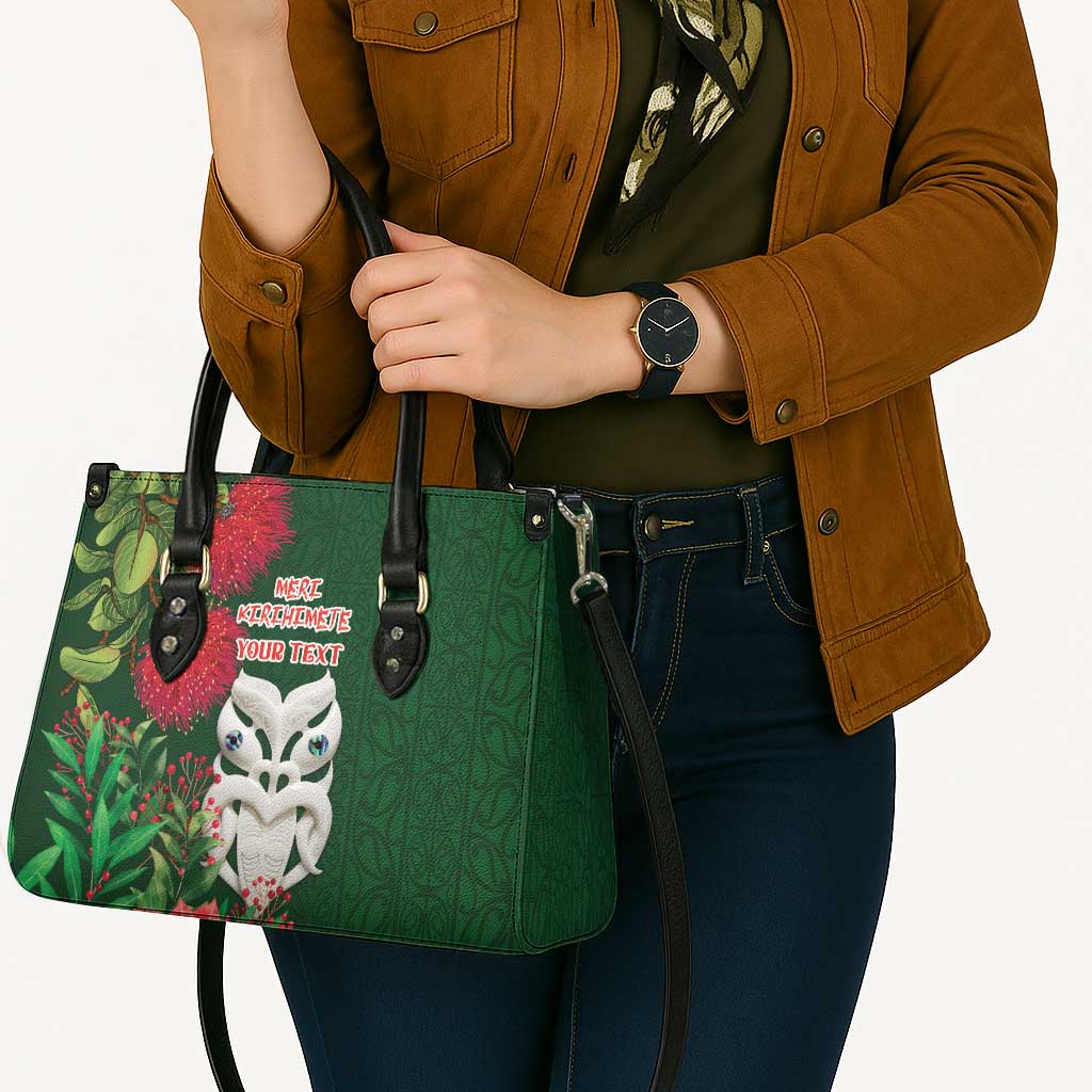 Maori Wheku Meri Kirihimete Personalised Leather Bag All Green Indigenous Maori Motif - Polynesian Pride