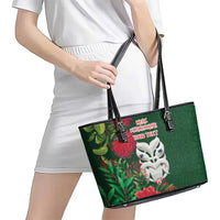 Maori Wheku Meri Kirihimete Personalised Leather Tote Bag All Green Indigenous Maori Motif LT9 - Polynesian Pride