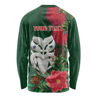 Maori Wheku Meri Kirihimete Personalised Long Sleeve Shirt All Green Indigenous Maori Motif LT9 - Polynesian Pride