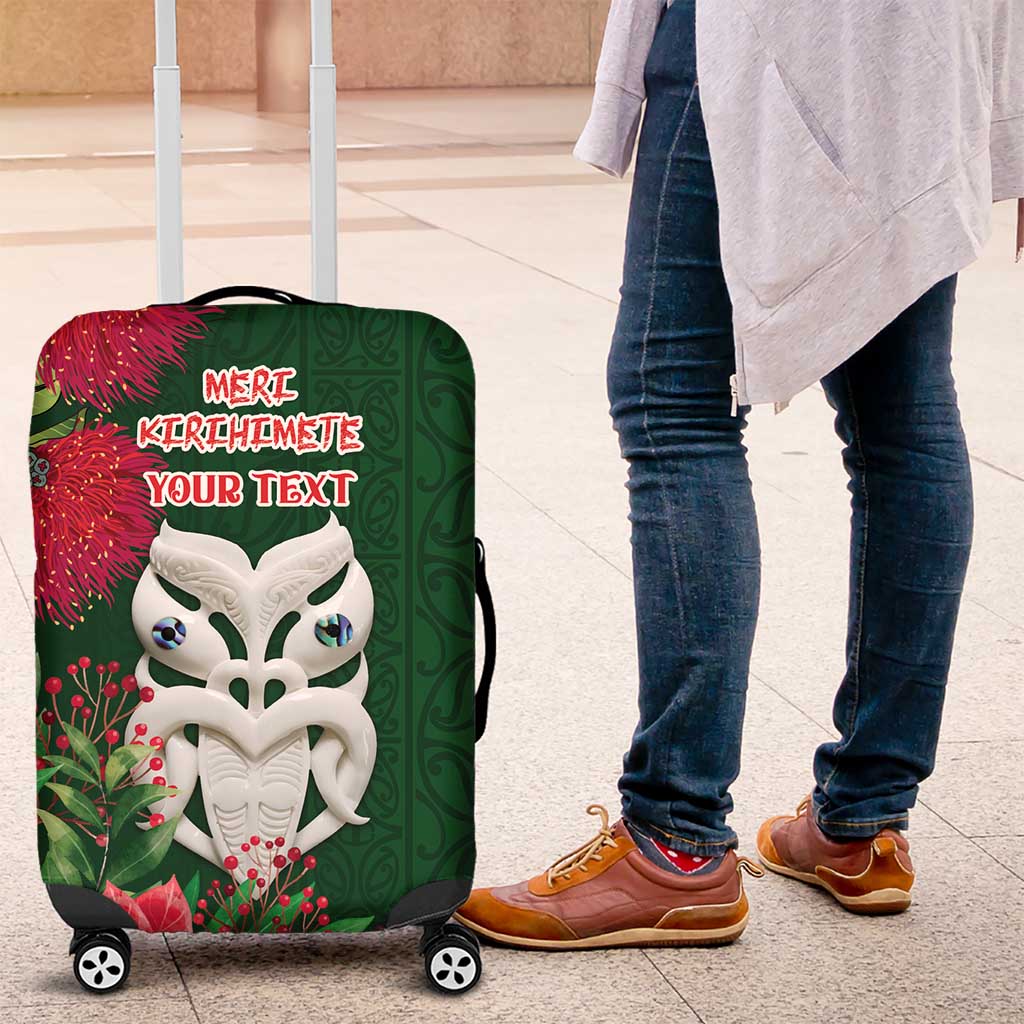 Maori Wheku Meri Kirihimete Personalised Luggage Cover All Green Indigenous Maori Motif LT9 Green - Polynesian Pride