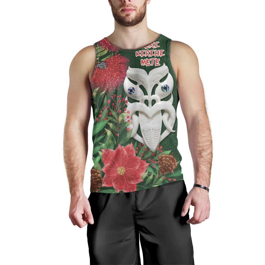 Maori Wheku Meri Kirihimete Personalised Men Tank Top All Green Indigenous Maori Motif LT9 - Polynesian Pride
