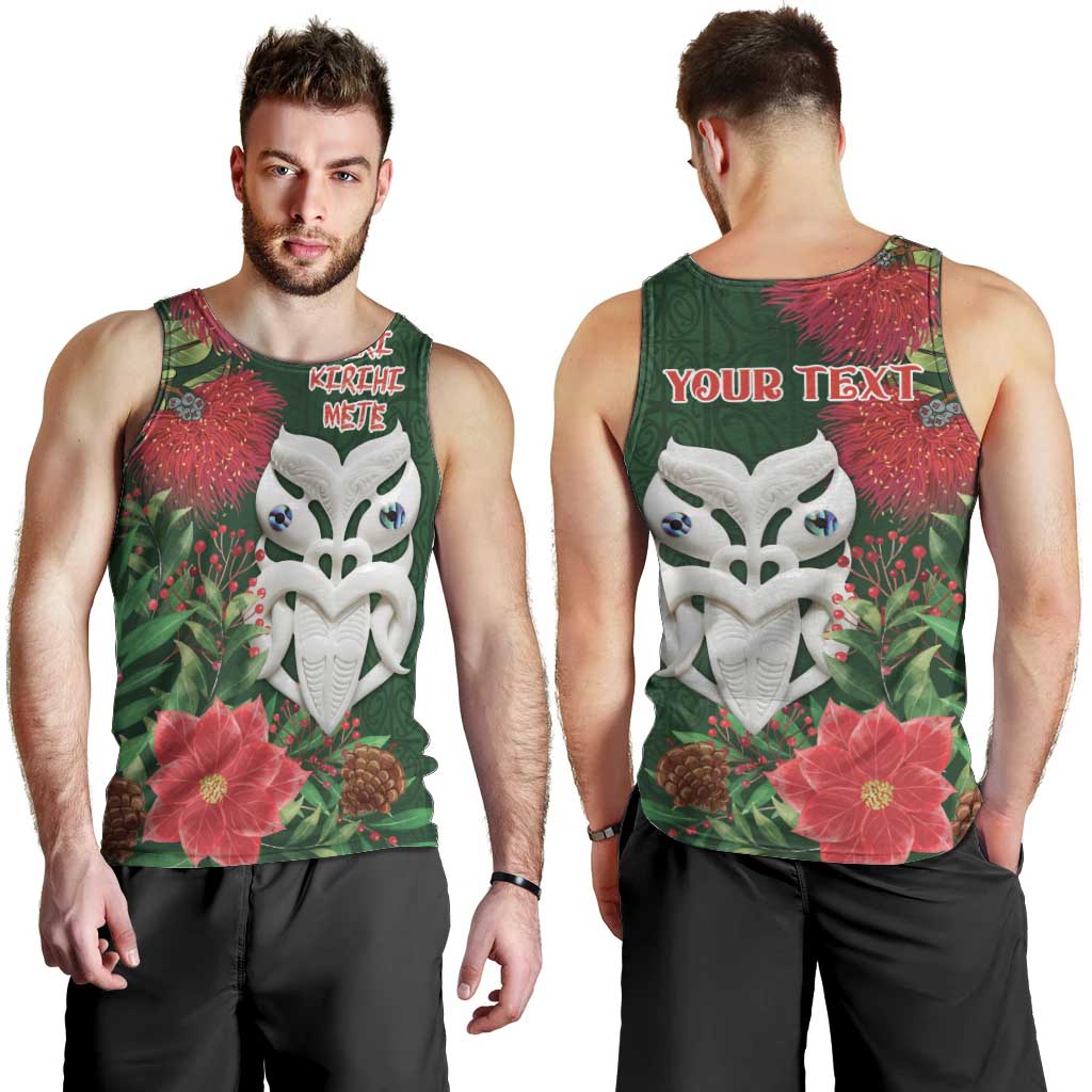 Maori Wheku Meri Kirihimete Personalised Men Tank Top All Green Indigenous Maori Motif LT9 - Polynesian Pride