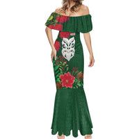 Maori Wheku Meri Kirihimete Personalised Mermaid Dress All Green Indigenous Maori Motif LT9 - Polynesian Pride