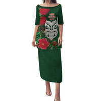 Maori Wheku Meri Kirihimete Personalised Puletasi All Green Indigenous Maori Motif LT9 Long Dress Green - Polynesian Pride