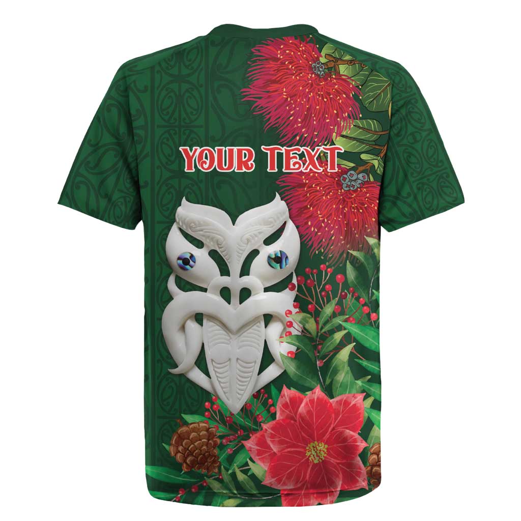 Maori Wheku Meri Kirihimete Personalised Rugby Jersey All Green Indigenous Maori Motif LT9 - Polynesian Pride
