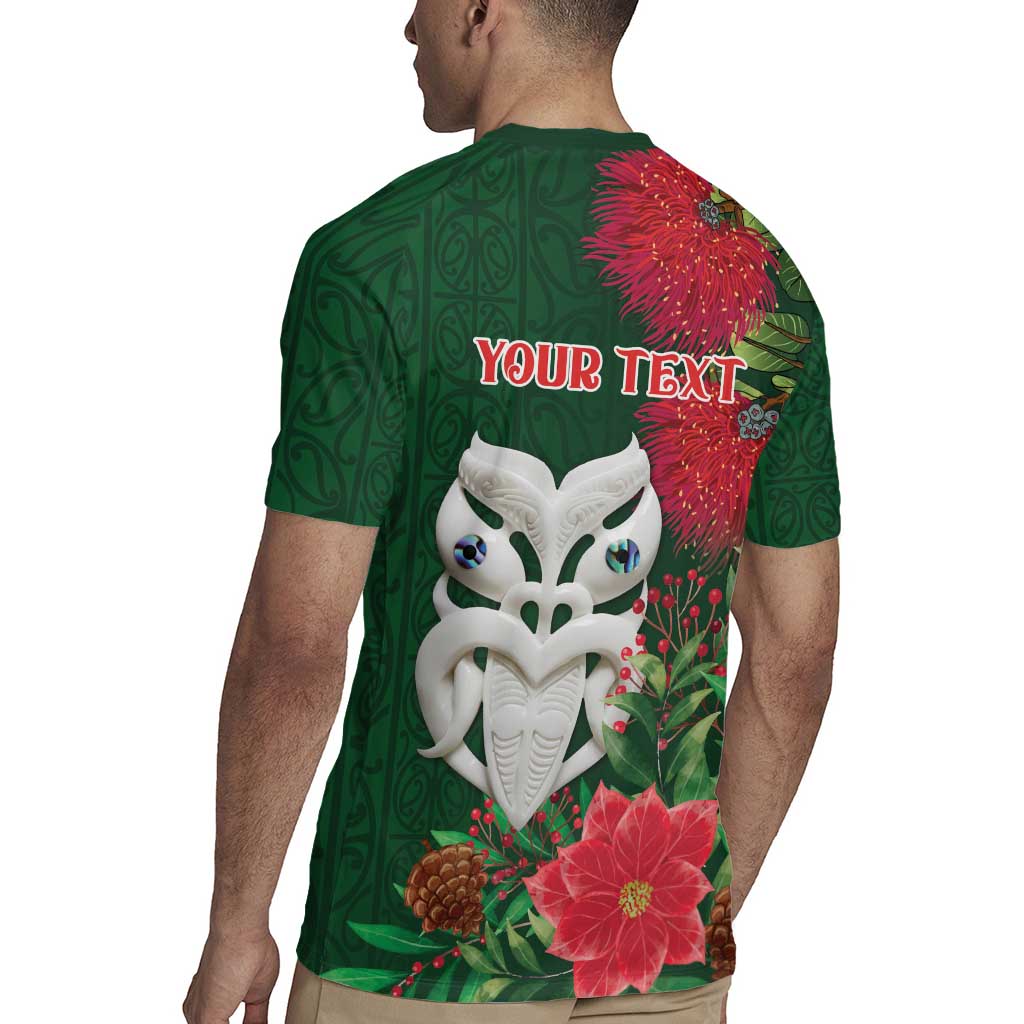 Maori Wheku Meri Kirihimete Personalised Rugby Jersey All Green Indigenous Maori Motif LT9 - Polynesian Pride