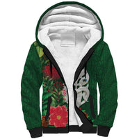 Maori Wheku Meri Kirihimete Personalised Sherpa Hoodie All Green Indigenous Maori Motif LT9 Unisex Green - Polynesian Pride