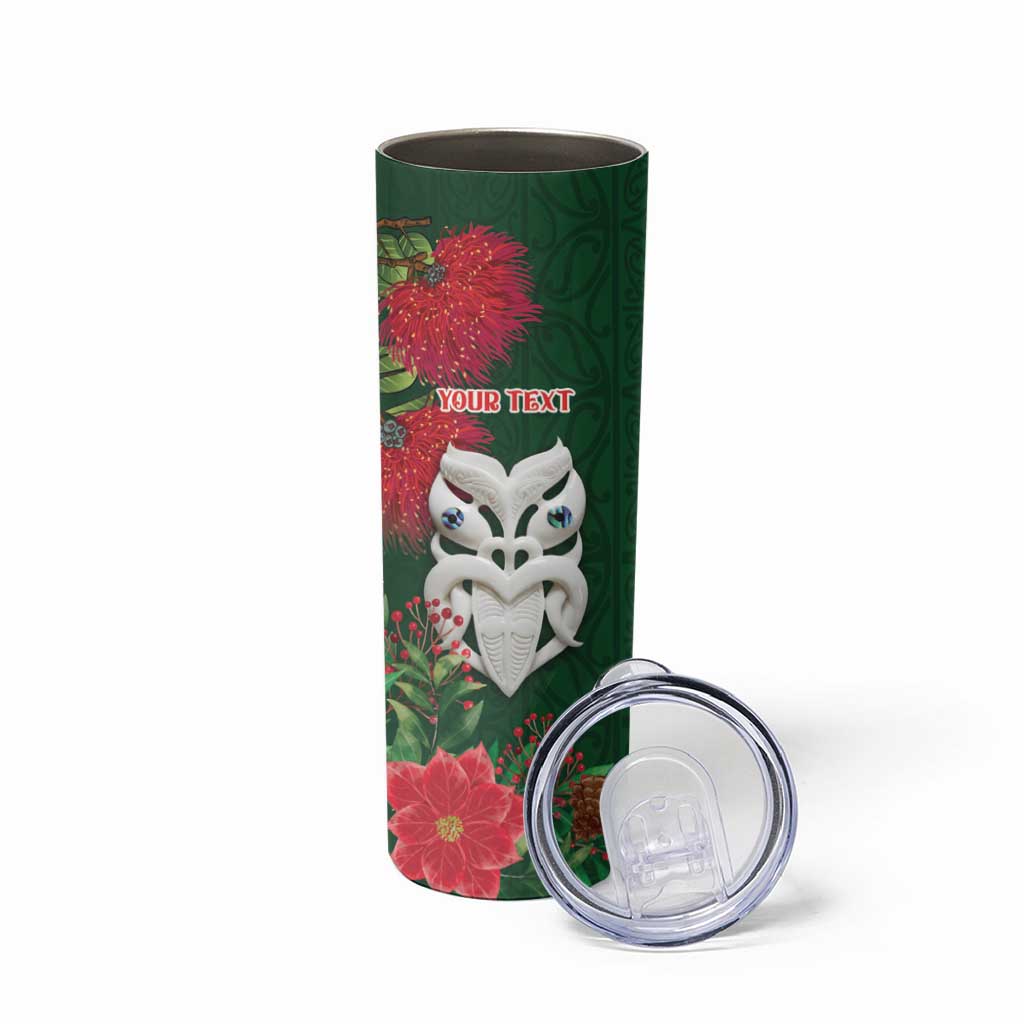 Maori Wheku Meri Kirihimete Personalised Skinny Tumbler All Green Indigenous Maori Motif LT9 - Polynesian Pride