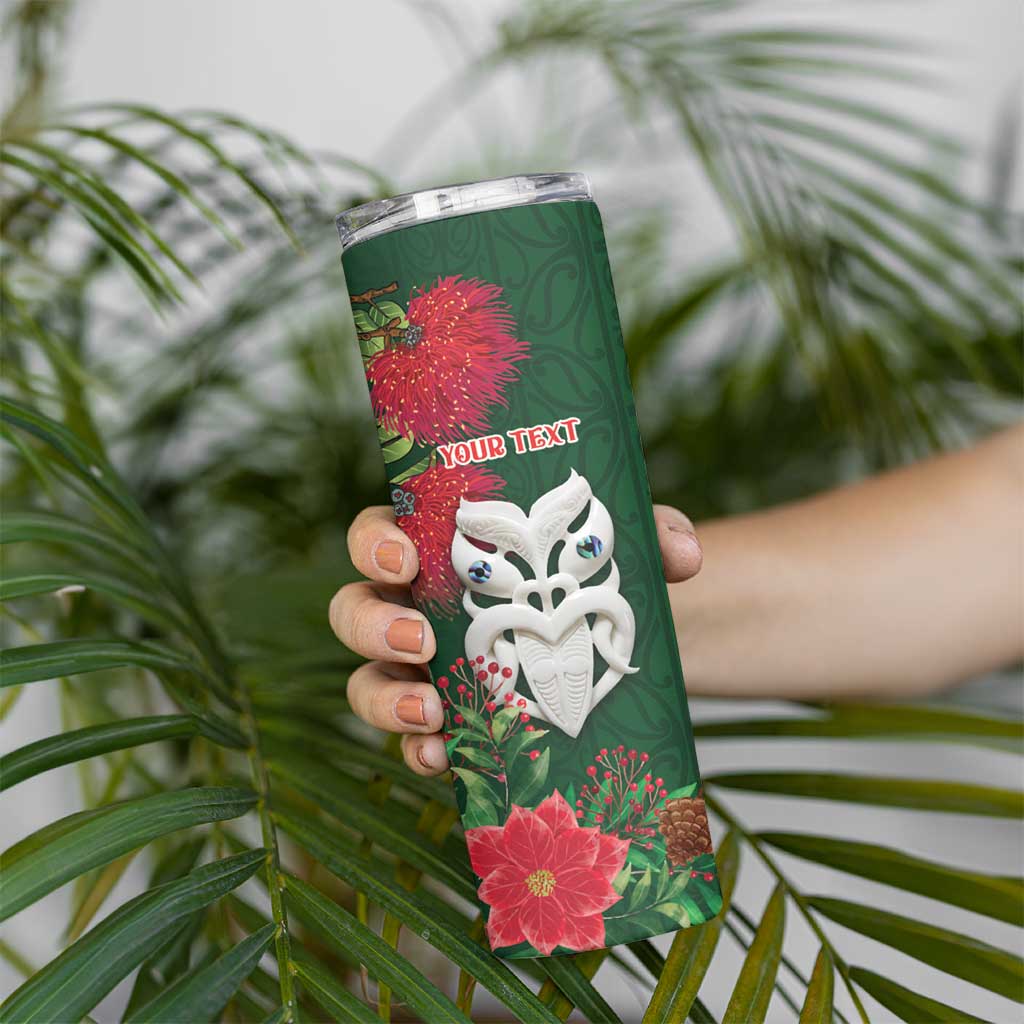 Maori Wheku Meri Kirihimete Personalised Skinny Tumbler All Green Indigenous Maori Motif LT9 - Polynesian Pride