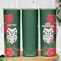 Maori Wheku Meri Kirihimete Personalised Skinny Tumbler All Green Indigenous Maori Motif LT9 - Polynesian Pride