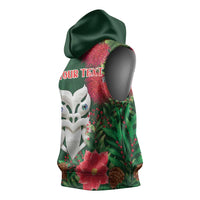 Maori Wheku Meri Kirihimete Personalised Sleeveless Hoodie All Green Indigenous Maori Motif LT9 - Polynesian Pride