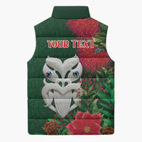 Maori Wheku Meri Kirihimete Personalised Sleeveless Puffer Jacket All Green Indigenous Maori Motif LT9 - Polynesian Pride