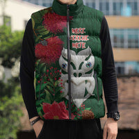 Maori Wheku Meri Kirihimete Personalised Sleeveless Puffer Jacket All Green Indigenous Maori Motif LT9 - Polynesian Pride
