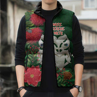 Maori Wheku Meri Kirihimete Personalised Sleeveless Puffer Jacket All Green Indigenous Maori Motif LT9 - Polynesian Pride