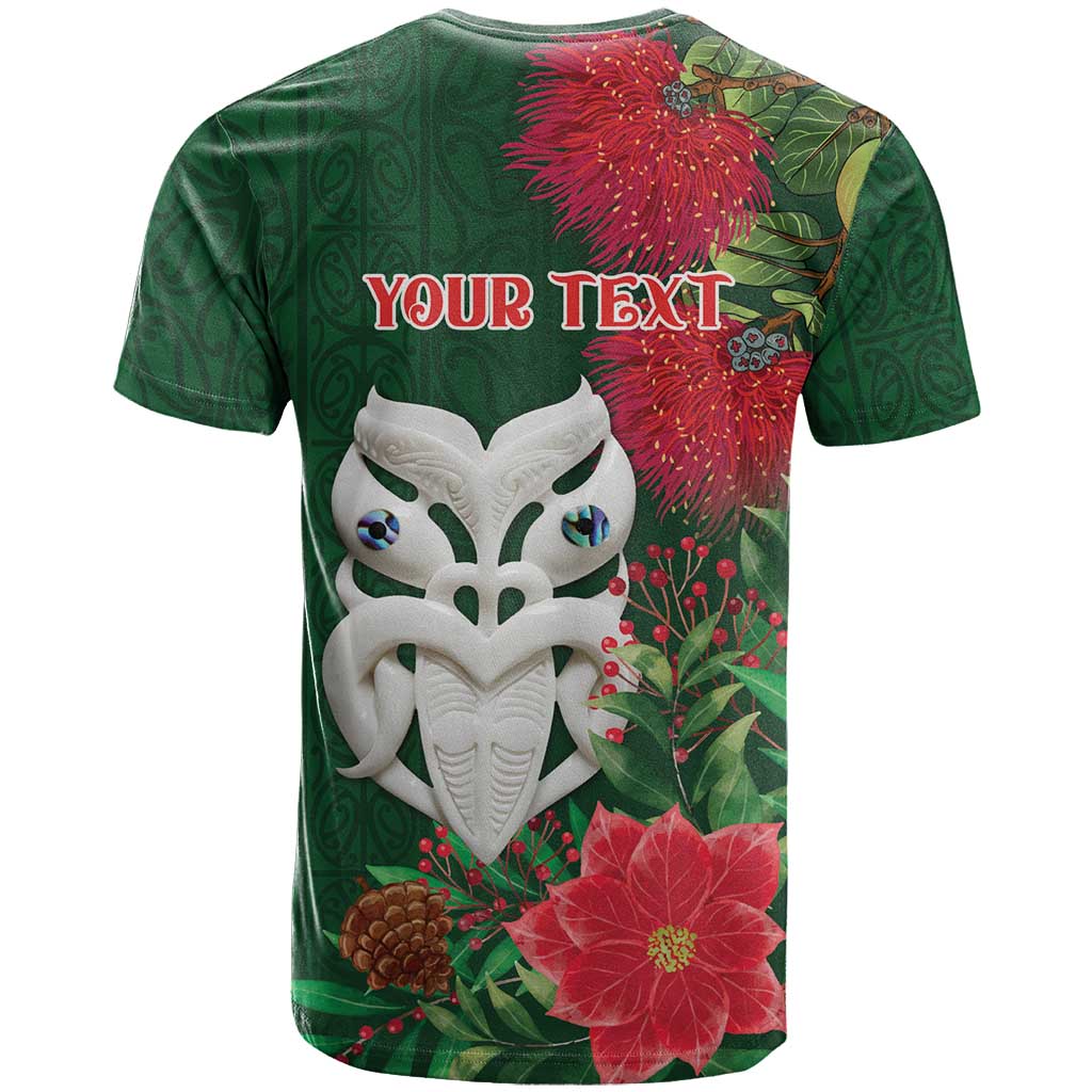 Maori Wheku Meri Kirihimete Personalised T Shirt All Green Indigenous Maori Motif LT9 - Polynesian Pride