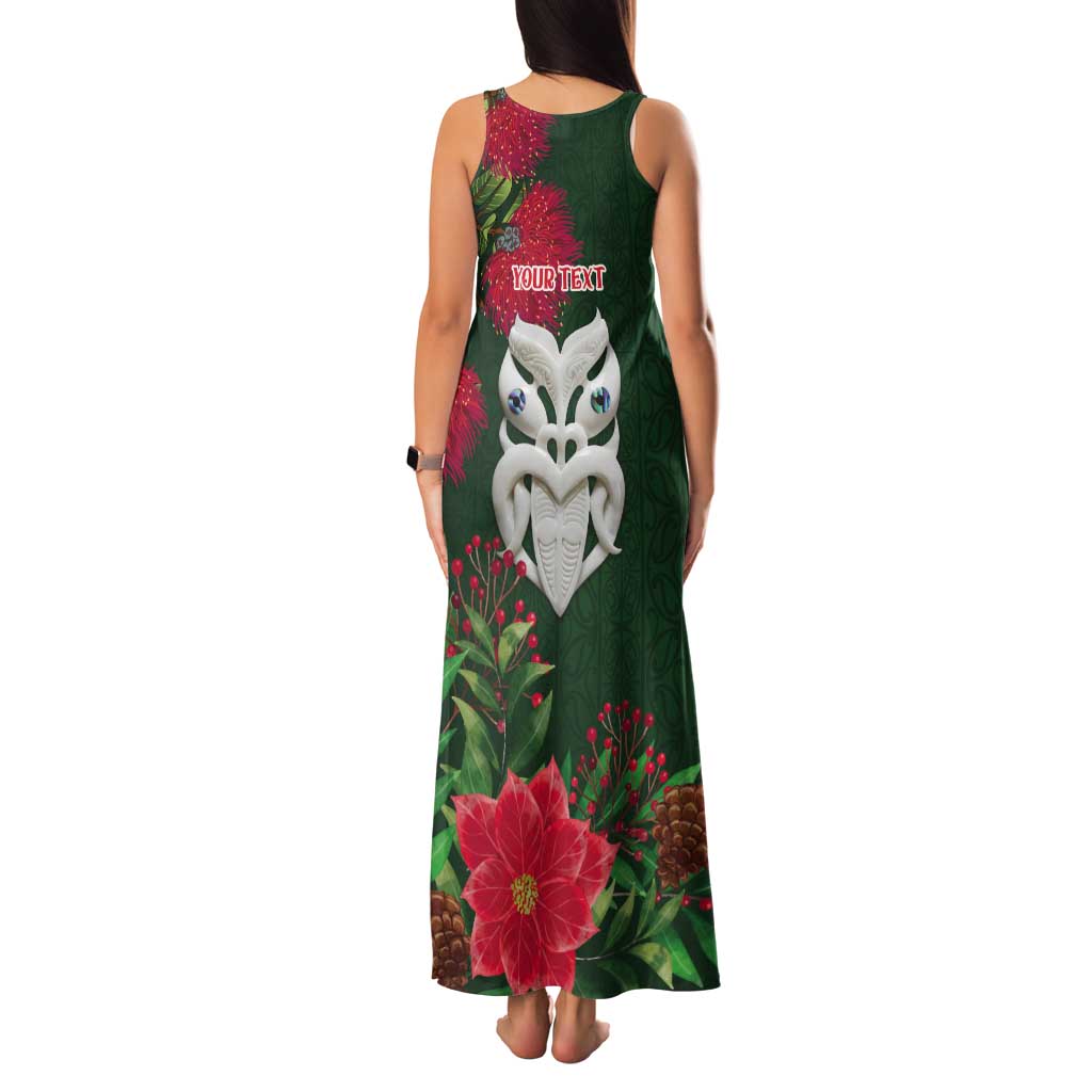 Maori Wheku Meri Kirihimete Personalised Tank Maxi Dress All Green Indigenous Maori Motif LT9 - Polynesian Pride