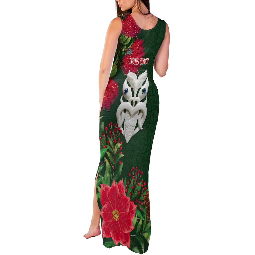 Maori Wheku Meri Kirihimete Personalised Tank Maxi Dress All Green Indigenous Maori Motif LT9 - Polynesian Pride
