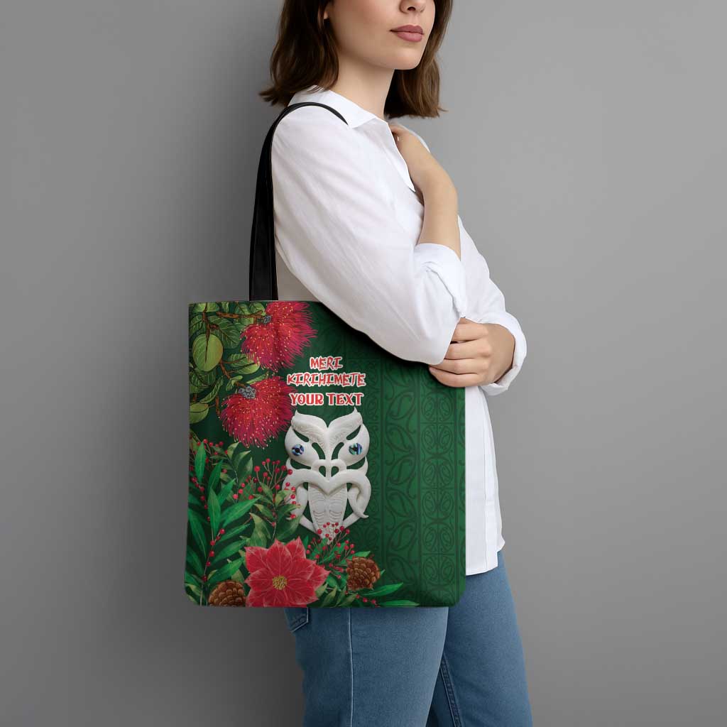 Maori Wheku Meri Kirihimete Personalised Tote Bag All Green Indigenous Maori Motif LT9 - Polynesian Pride
