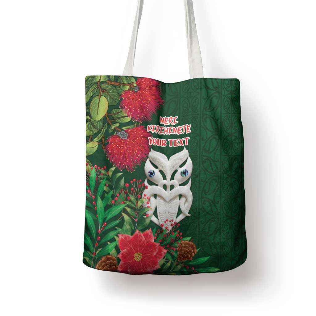 Maori Wheku Meri Kirihimete Personalised Tote Bag All Green Indigenous Maori Motif LT9 - Polynesian Pride