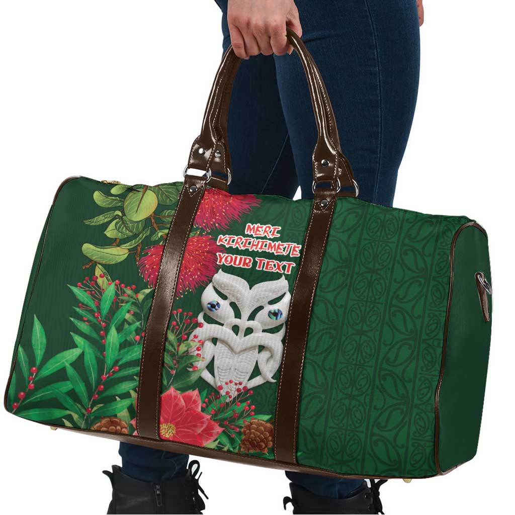 Maori Wheku Meri Kirihimete Personalised Travel Bag All Green Indigenous Maori Motif LT9 - Polynesian Pride