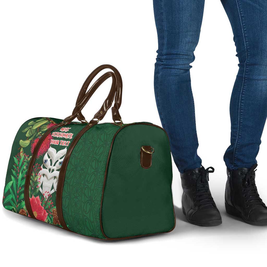 Maori Wheku Meri Kirihimete Personalised Travel Bag All Green Indigenous Maori Motif LT9 - Polynesian Pride