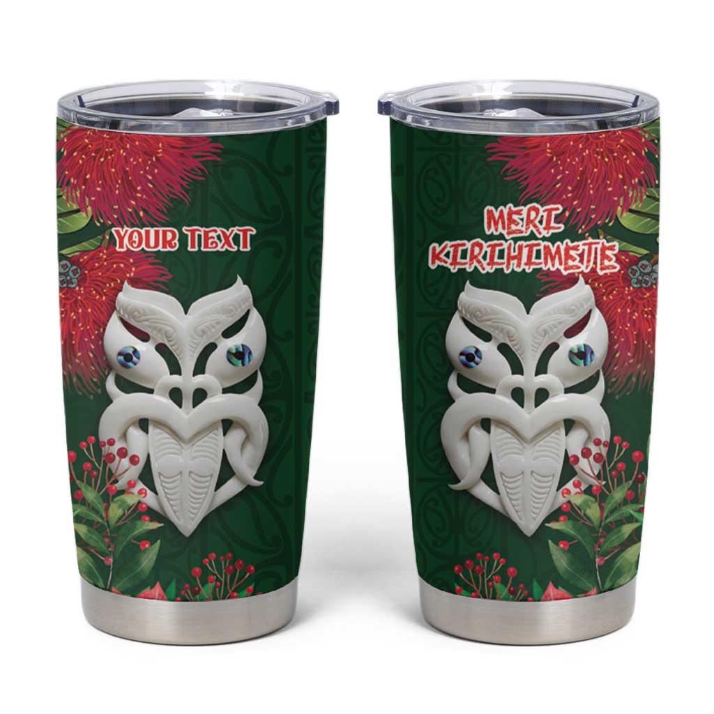 Maori Wheku Meri Kirihimete Personalised Tumbler Cup All Green Indigenous Maori Motif LT9 Green - Polynesian Pride