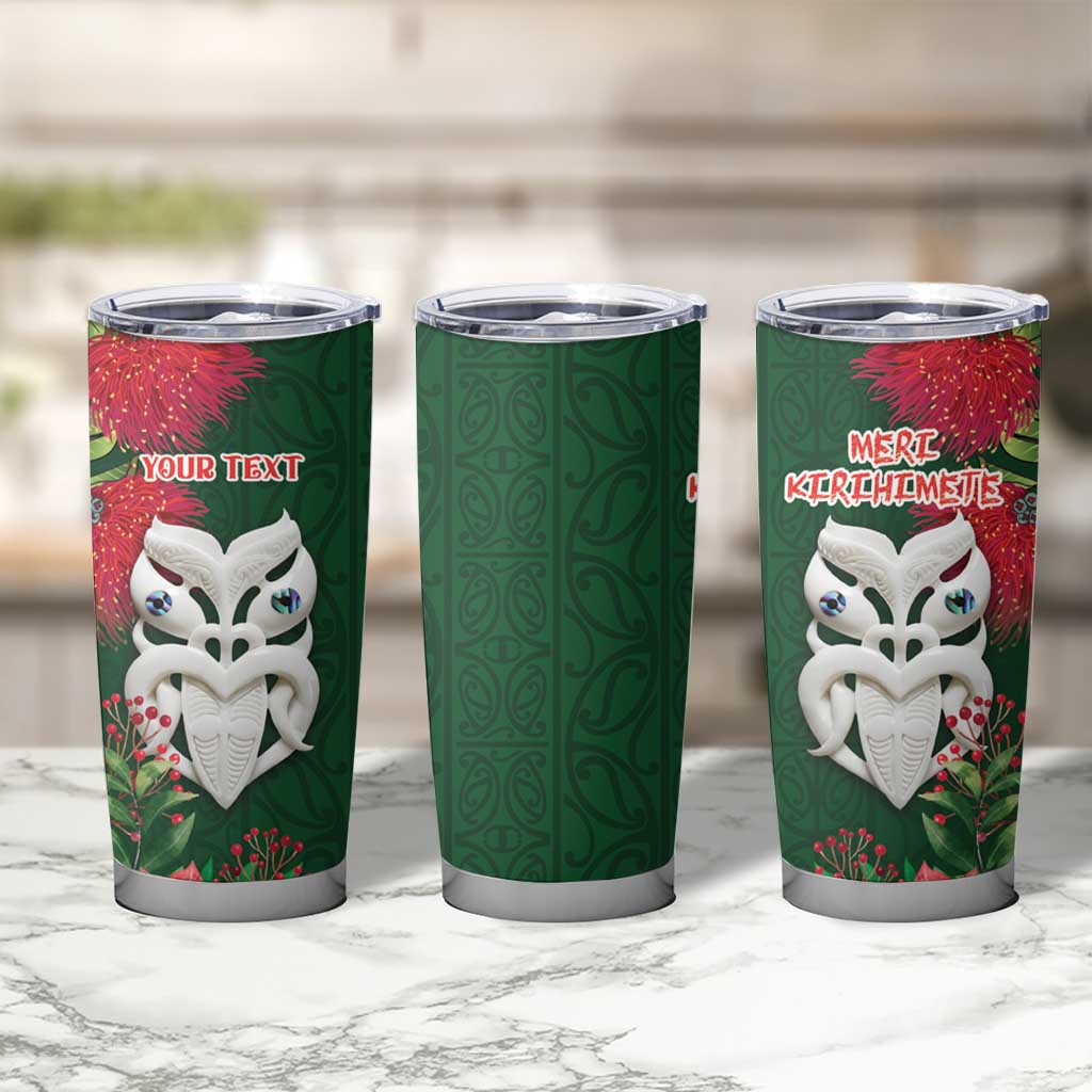 Maori Wheku Meri Kirihimete Personalised Tumbler Cup All Green Indigenous Maori Motif LT9 - Polynesian Pride