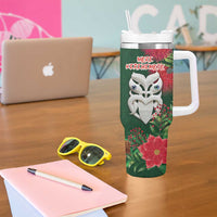 Maori Wheku Meri Kirihimete Personalised Tumbler With Handle All Green Indigenous Maori Motif LT9 - Polynesian Pride