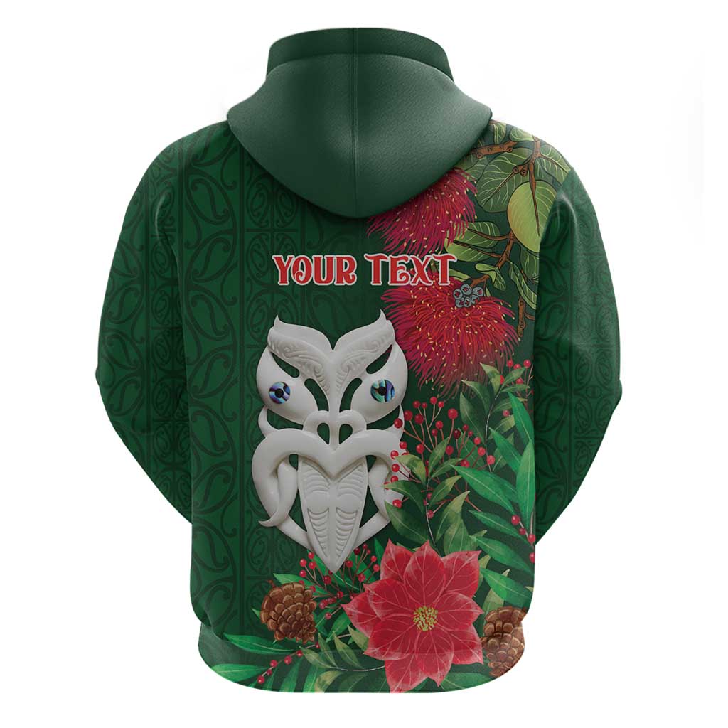 Maori Wheku Meri Kirihimete Personalised Zip Hoodie All Green Indigenous Maori Motif LT9 - Polynesian Pride