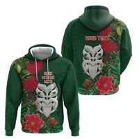 Maori Wheku Meri Kirihimete Personalised Zip Hoodie All Green Indigenous Maori Motif LT9 - Polynesian Pride