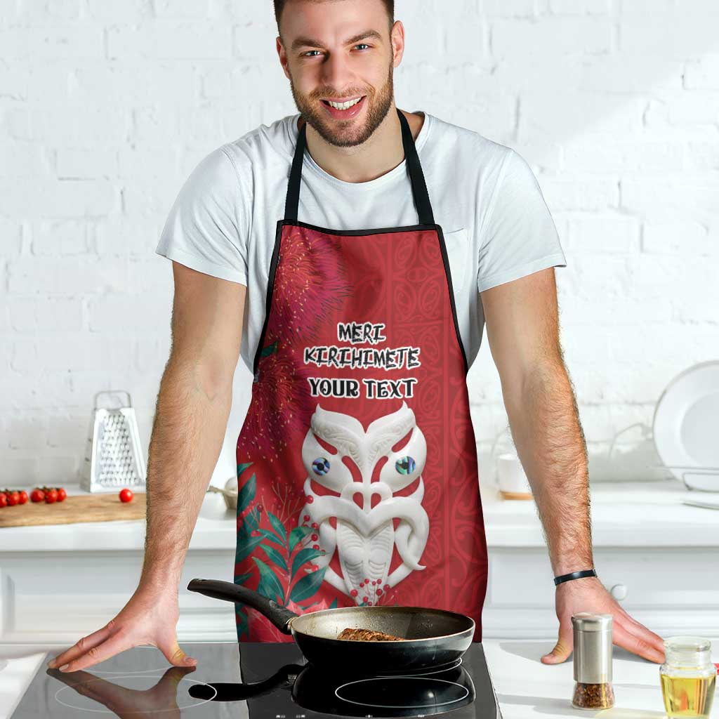 Maori Wheku Meri Kirihimete Personalised Apron All Red Indigenous Maori Motif - Polynesian Pride
