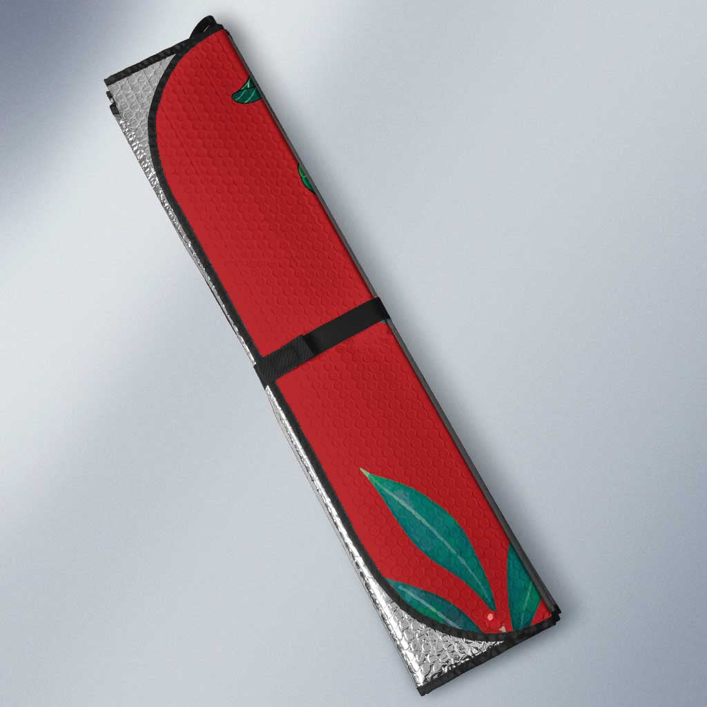 Maori Wheku Meri Kirihimete Personalised Auto Sun Shade All Red Indigenous Maori Motif - Polynesian Pride