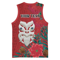 Maori Wheku Meri Kirihimete Personalised Basketball Jersey All Red Indigenous Maori Motif LT9 - Polynesian Pride