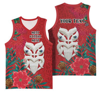 Maori Wheku Meri Kirihimete Personalised Basketball Jersey All Red Indigenous Maori Motif LT9 - Polynesian Pride